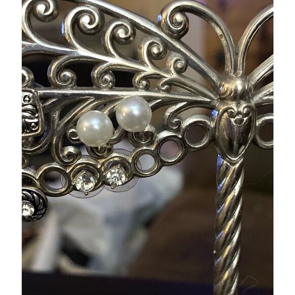 4 Pair Square Silver, Pearl, Rhinestone, Silver W/ Rhinestone Post Fashion Jwlry - Picture 3 of 4